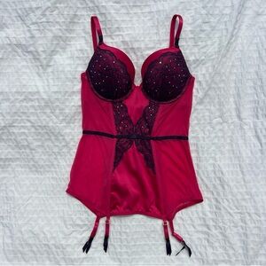 NWT Adore Me Push Up Bustier Corset In Pink and Purple Rhinestones, L